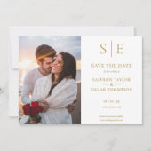 Save The Date Élégant Monogramme Or Mariage photo (Devant)