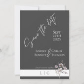 Save The Date Élégant Monogramme Photo Caligraphie gris foncé (Devant)