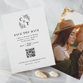 Save The Date Élégant Monogramme QR Code Mariage photo