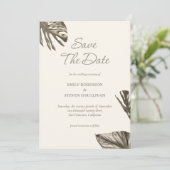 Save The Date Elégant Monstera Gold Champagne Mariage photo (Debout devant)