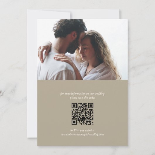 Save The Date Elégant Monstera Gold Champagne Mariage photo (Dos)