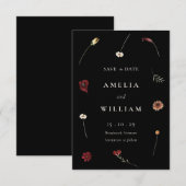 Save The Date Élégant Moody Automne Fleur sauvage Mariage d'auto (Devant / Derrière)