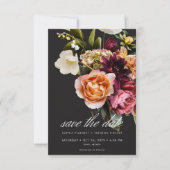 Save The Date Élégant Moody Bourgogne & Mariage rose (Devant)