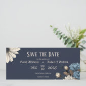 Save The Date Elégant Moody Navy Blue Floral (Debout devant)