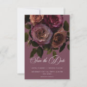 Save The Date Elegant Moody Soft Rust & Burgundy Floral Wedding (Devant)