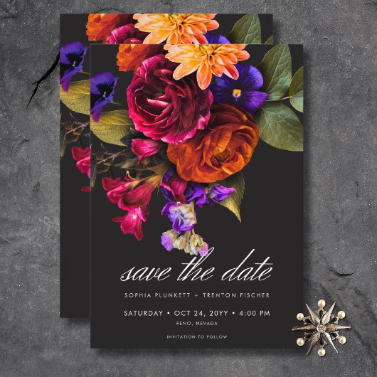 Save The Date Élégant Moody Vibrant Harvest Floral Mariage