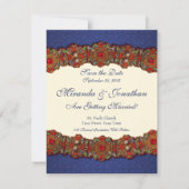 Save The Date Elégant Moyen Age Damask Photo Enregistrer La Date (Dos)