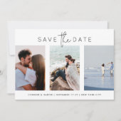 Save The Date Élégant Multi Black White Script 4 Photo (Devant)