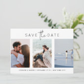 Save The Date Élégant Multi Black White Script 4 Photo (Debout devant)