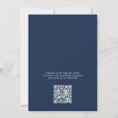 Save The Date Elegant Navy Blue Flowers & QR Code Wedding  (Dos)