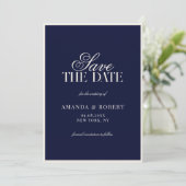 Save The Date Elegant Navy Blue Old Money Wedding (Debout devant)