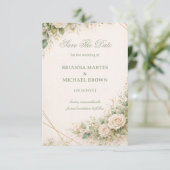 Save The Date Elegant Neutral Greenery Floral (Debout devant)