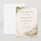 Save The Date Elegant Neutral Greenery Floral (Devant / Derrière)