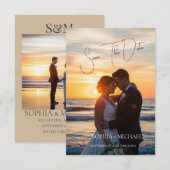 Save The Date Elegant Neutral Magnolia Floral Wedding (Devant / Derrière)