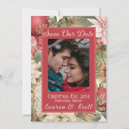 Save The Date Élégant Noël Soir Romantique Mariage photo (Devant)