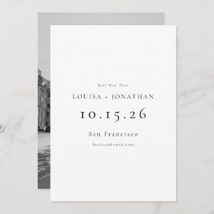 Save The Date Élégant noir blanc Formal simple Mariage photo