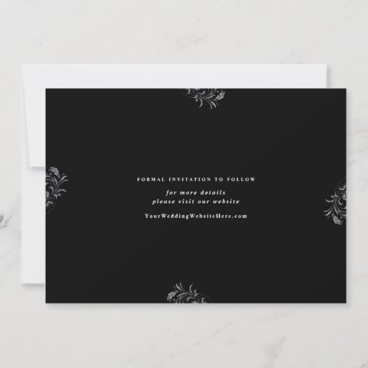 Save The Date Elégant Noir & Blanc Mariage Enregistrer La Date (Dos)