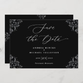 Save The Date Elégant Noir & Blanc Mariage Enregistrer La Date (Devant / Derrière)