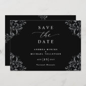 Save The Date Elégant Noir & Blanc Mariage Enregistrer La Date (Devant / Derrière)