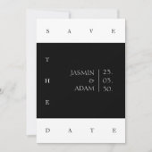 Save The Date Élégant noir blanc minimal Mariage de typographie (Devant)