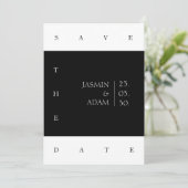 Save The Date Élégant noir blanc minimal Mariage de typographie (Debout devant)