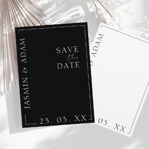 Save The Date Élégant noir blanc minimal Mariage de typographie
