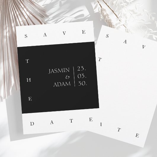 Save The Date Élégant noir blanc minimal Mariage de typographie