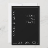 Save The Date Élégant noir blanc minimal Mariage de typographie (Devant)
