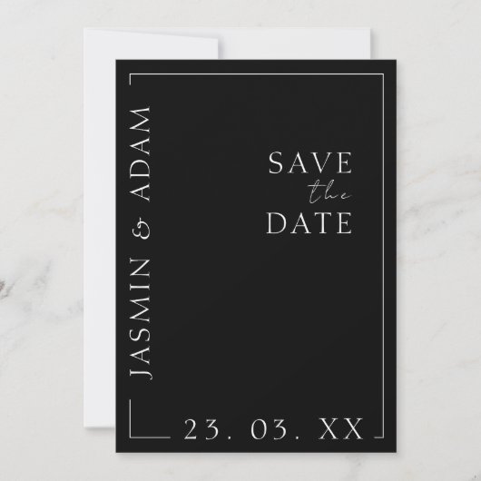 Save The Date Élégant noir blanc minimal Mariage de typographie (Devant)