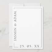Save The Date Élégant noir blanc minimal Mariage de typographie (Dos)