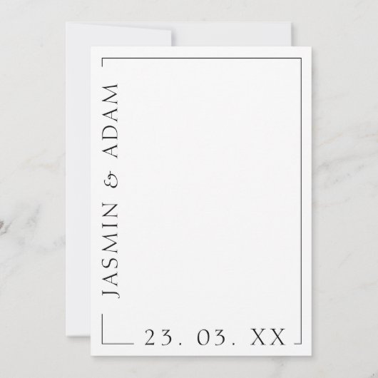 Save The Date Élégant noir blanc minimal Mariage de typographie (Dos)