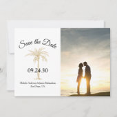 Save The Date Elégant noir blanc Palm Tree Mariage photo (Devant)