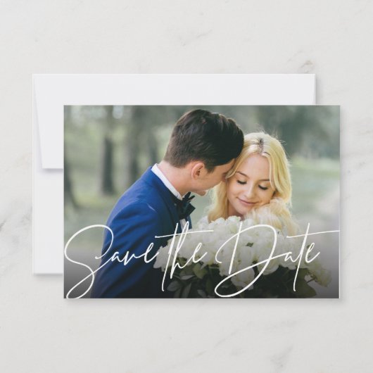 Save The Date Élégant noir blanc Script Calendrier Mariage Photo (Dos)