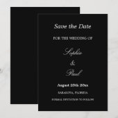 Save The Date Élégant Noir Blanc Script Mariage Enregistrer la d (Devant / Derrière)