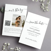 Save The Date Elégant noir blanc simple photo QR code mariage