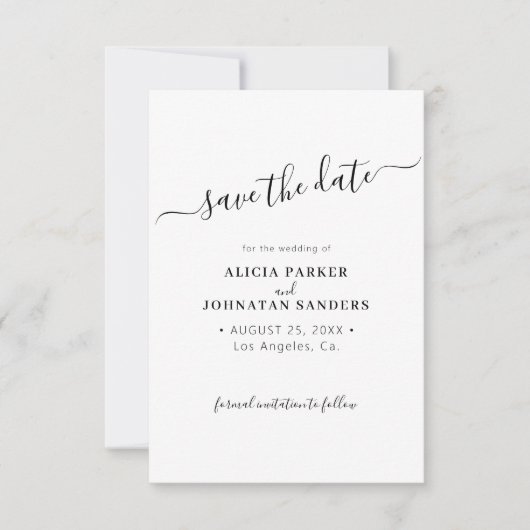 Save The Date Elégant noir blanc simple photo QR code mariage (Devant)