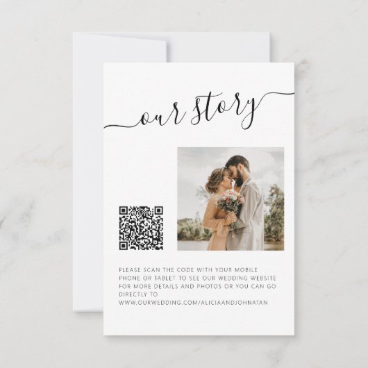 Save The Date Elégant noir blanc simple photo QR code mariage (Dos)