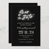 Save The Date Élégant noir brillant Appartement Enregistrer la c (Devant / Derrière)