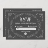 Save The Date Élégant Noir Deco | Mariage noir et blanc (Devant / Derrière)