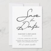 Save The Date Elégant noir et blanc Mariage de typographie moder (Devant)