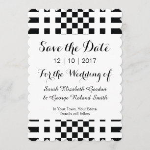Save The Date Élégant noir et blanc moderne