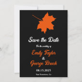 Save The Date Elégant noir Feuilles de automne Boho Chic Floral (Devant)