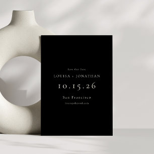 Save The Date Élégant noir Formal minimaliste Mariage moderne
