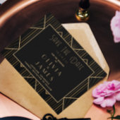 Save The Date Elégant Noir & Or Art Déco Grand Mariage Gatsby