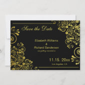 Save The Date Élégant noir or Mariage à retenir la date (Devant)