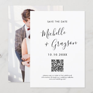 Save The Date Élégant Noir Simple Minimaliste moderne QR code