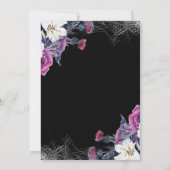 Save The Date Élégant noir violet gothique Mariage crâne floral (Dos)
