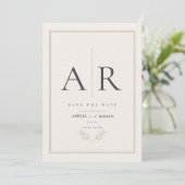 Save The Date Élégant nom monogramme écriture mariage (Debout devant)