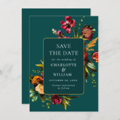 Save The Date Élégant Nouveau Jardin Fleurs Mariage (Devant / Derrière)