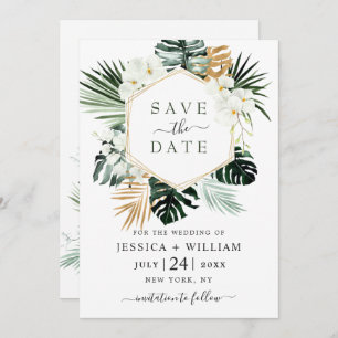 Save The Date Elégant Oasis Orchid Bohemian Green Mariage